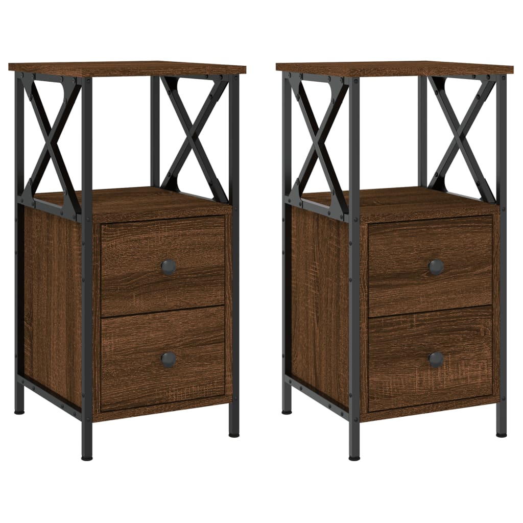 Tables de chevet 2pcs chêne marron 34x35,5x70cm bois ingénierie - XIOS