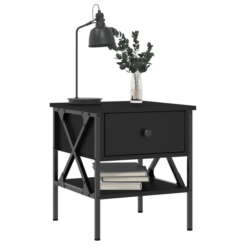 Table de chevet noir 40x42x45 cm bois d’ingénierie - XIOS