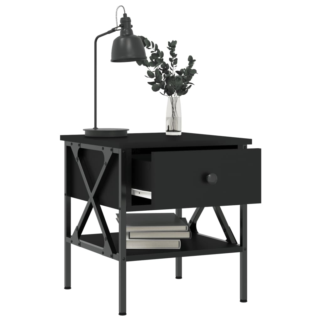 Table de chevet noir 40x42x45 cm bois d’ingénierie - XIOS
