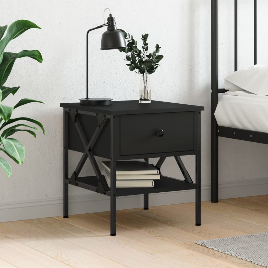 Table de chevet noir 40x42x45 cm bois d’ingénierie - XIOS