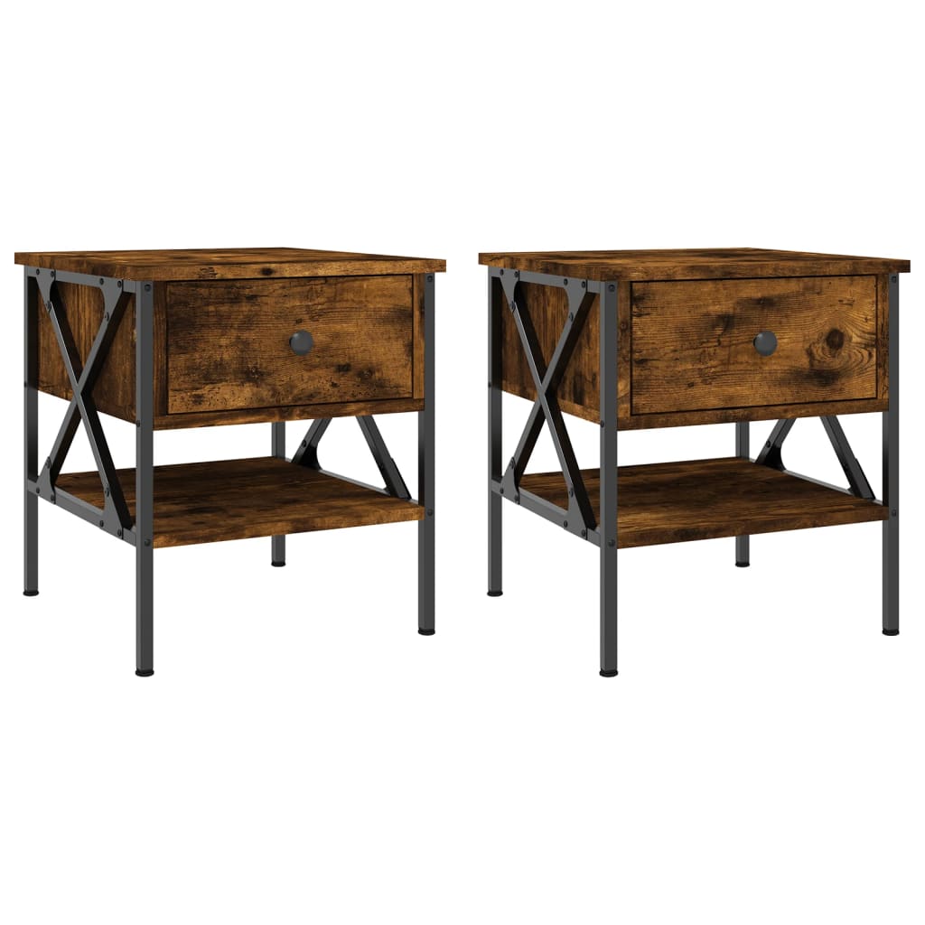 Tables de chevet 2 pcs chêne fumé 40x42x45 cm bois d’ingénierie - XIOS