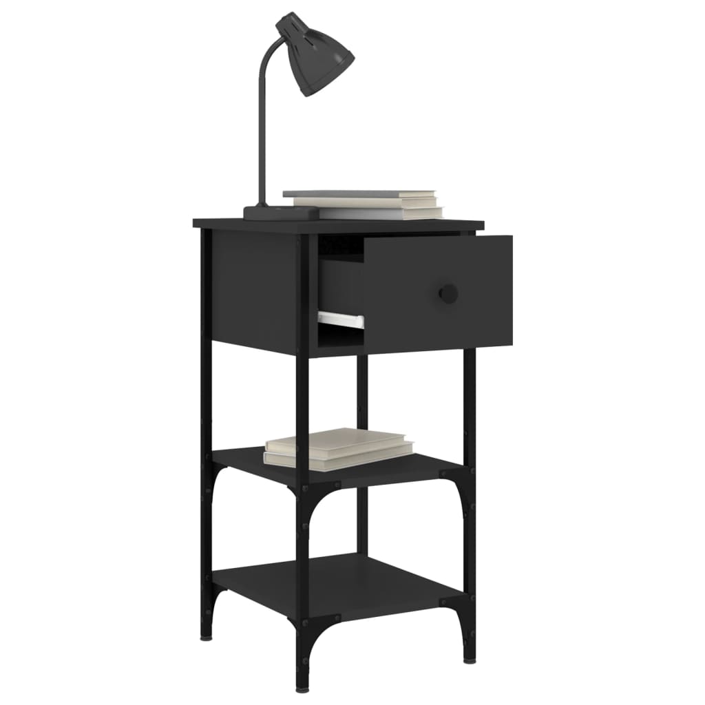 Tables de chevet 2 pcs noir 34x36x70 cm bois d’ingénierie - XIOS