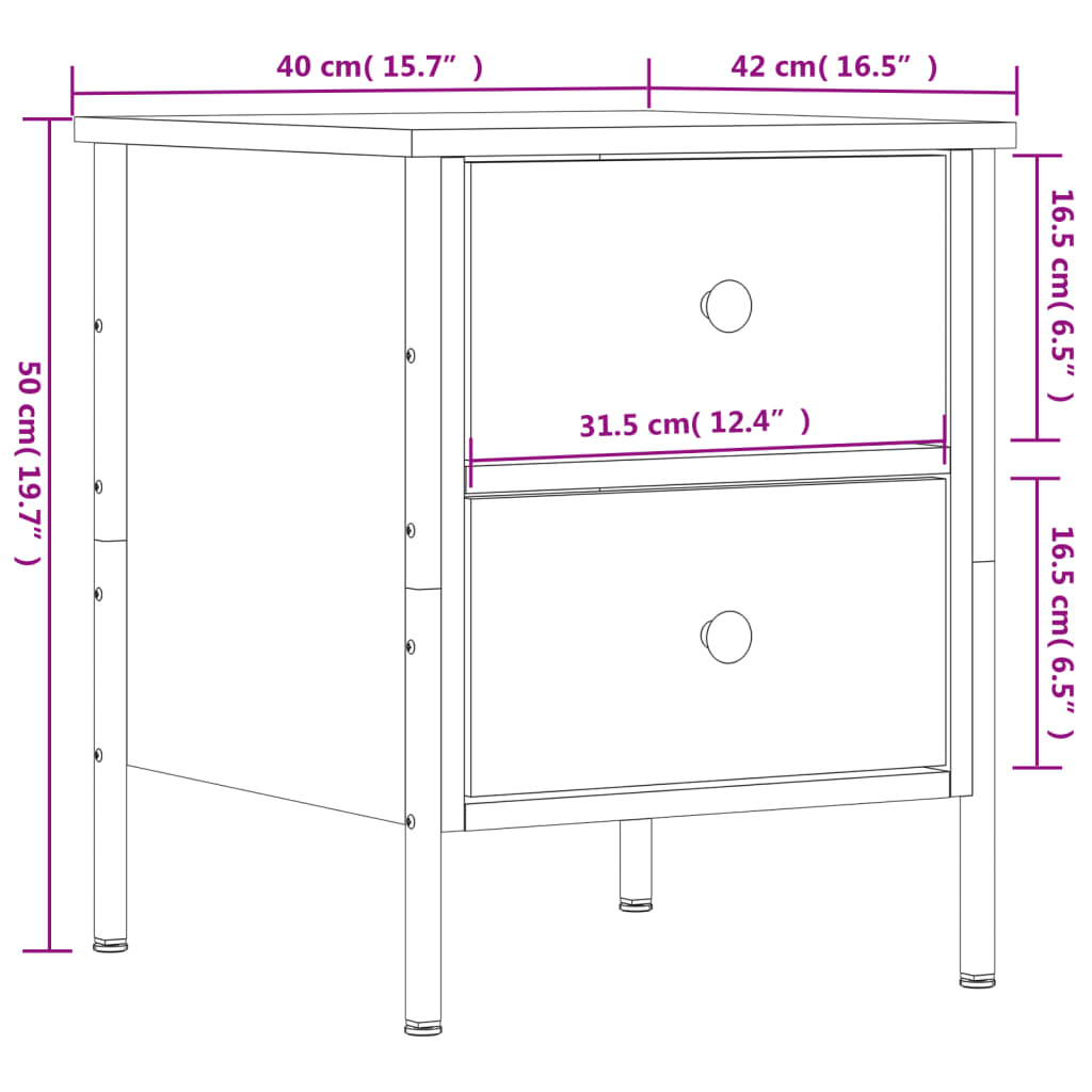 Table de chevet chêne fumé 40x42x50 cm bois d'ingénierie - XIOS