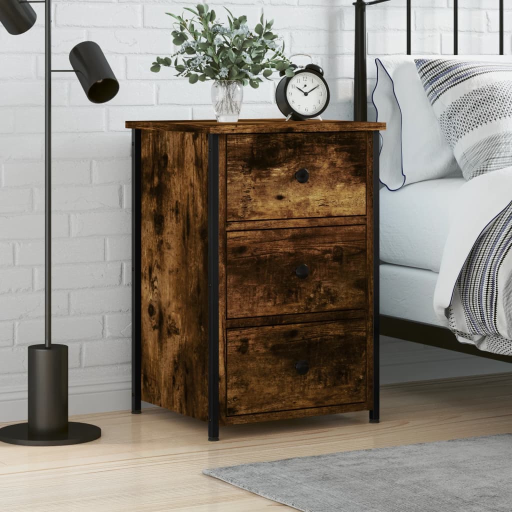 Table de chevet chêne fumé 40x36x60 cm bois d'ingénierie - XIOS