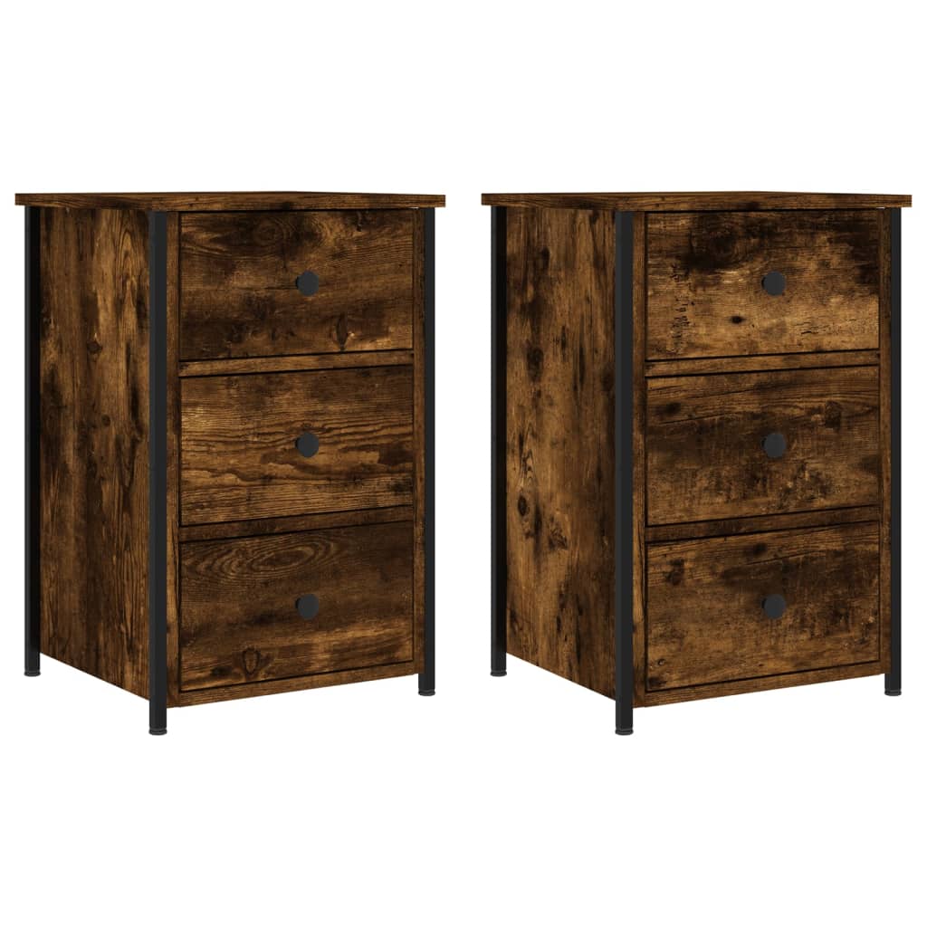 Tables de chevet 2 pcs chêne fumé 40x36x60 cm bois d’ingénierie - XIOS