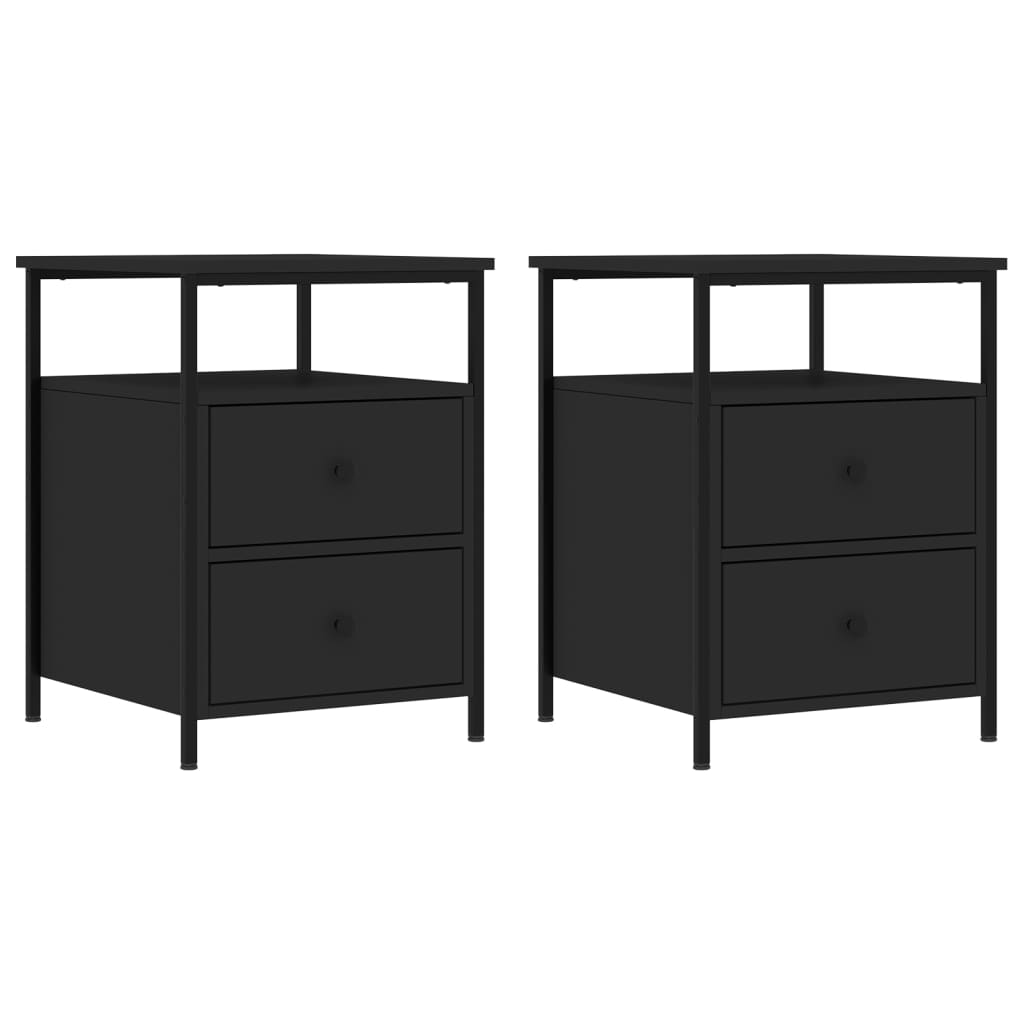 Tables de chevet 2 pcs noir 44x45x60 cm bois d’ingénierie - XIOS