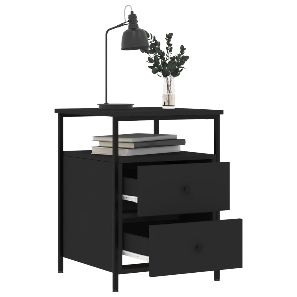 Tables de chevet 2 pcs noir 44x45x60 cm bois d’ingénierie - XIOS