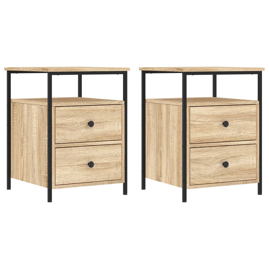 Tables de chevet 2pcs chêne sonoma 44x45x60cm bois d'ingénierie - XIOS
