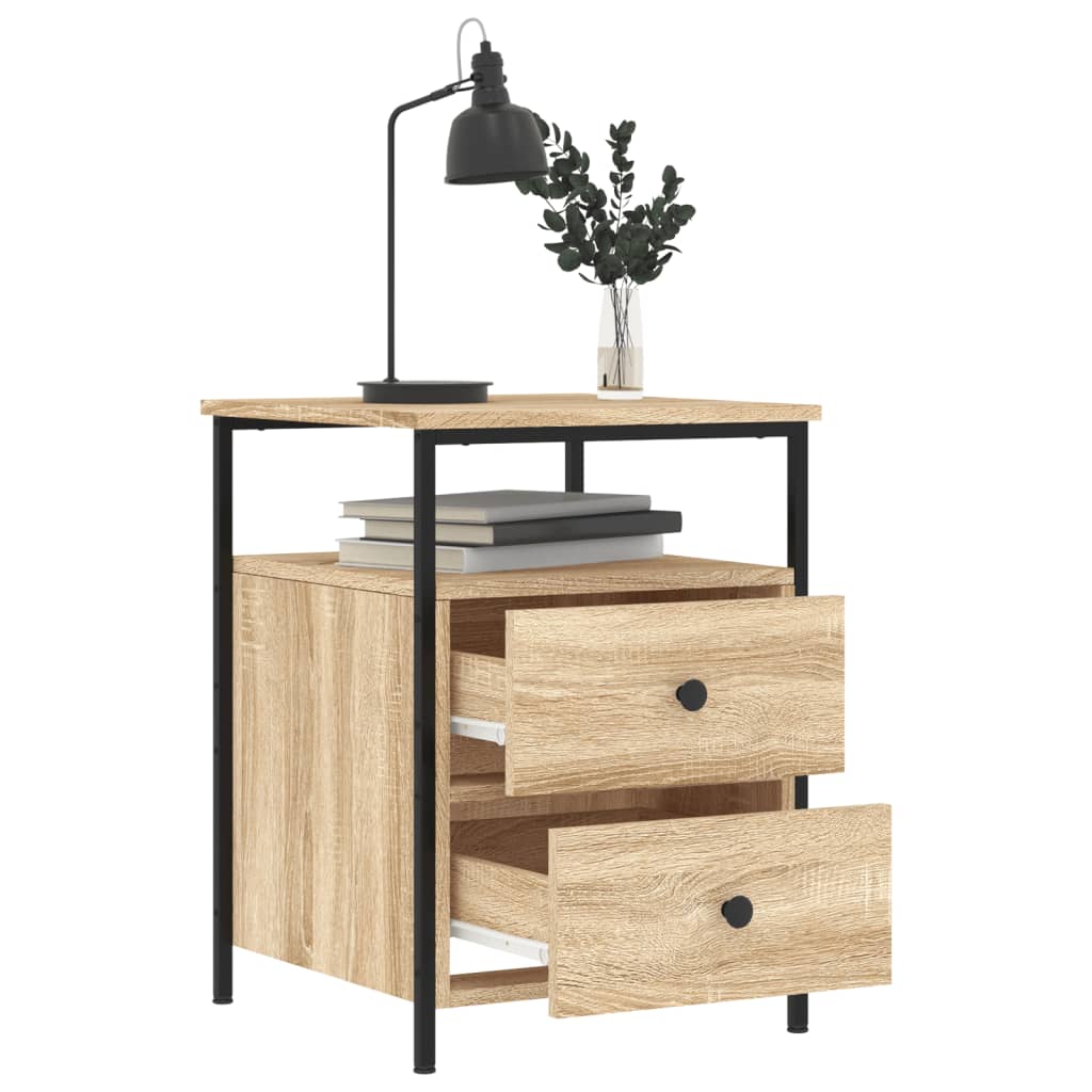 Tables de chevet 2pcs chêne sonoma 44x45x60cm bois d'ingénierie - XIOS