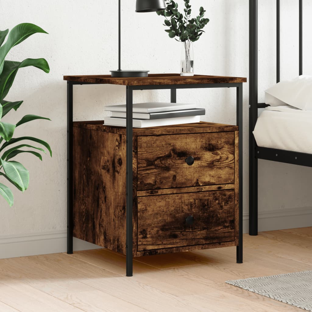 Table de chevet chêne fumé 44x45x60 cm bois d'ingénierie - XIOS