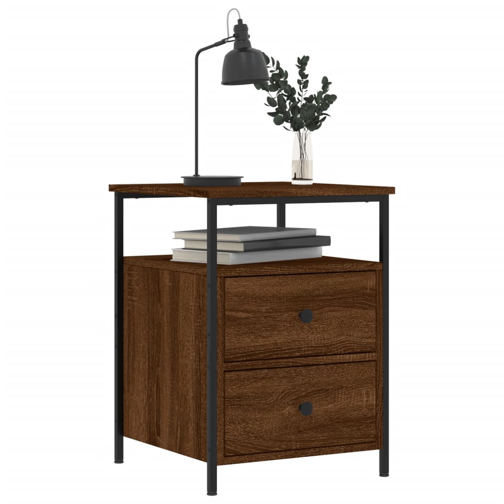 Table de chevet chêne marron 44x45x60 cm bois d'ingénierie - XIOS