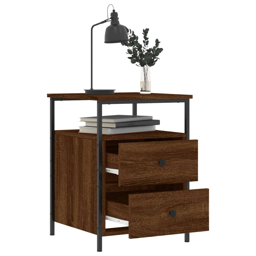 Table de chevet chêne marron 44x45x60 cm bois d'ingénierie - XIOS