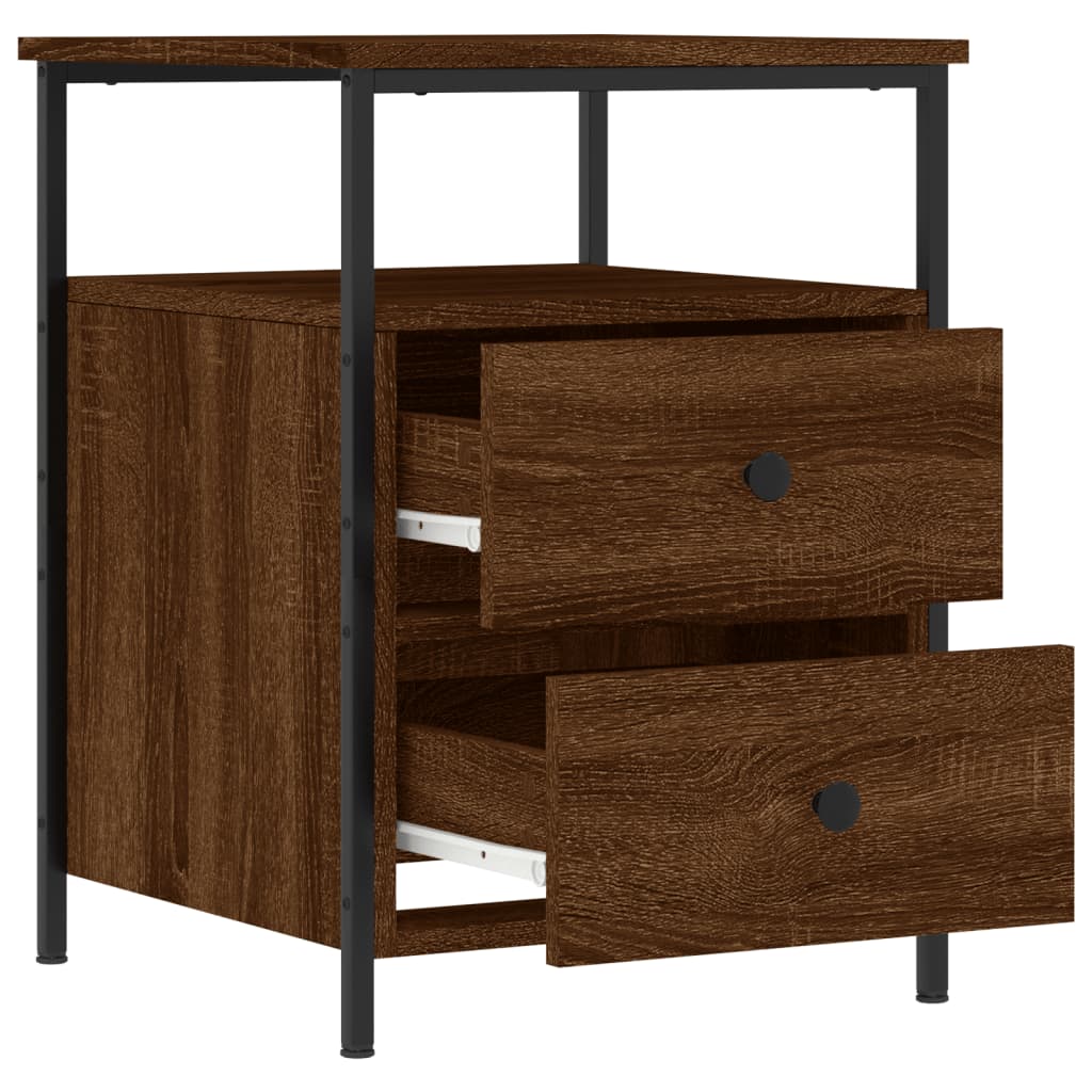 Table de chevet chêne marron 44x45x60 cm bois d'ingénierie - XIOS