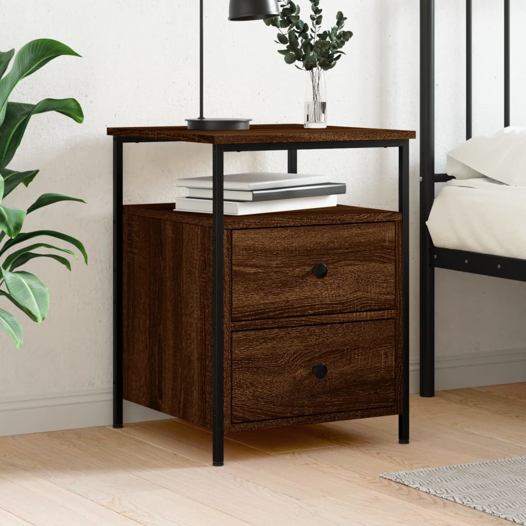Table de chevet chêne marron 44x45x60 cm bois d'ingénierie - XIOS