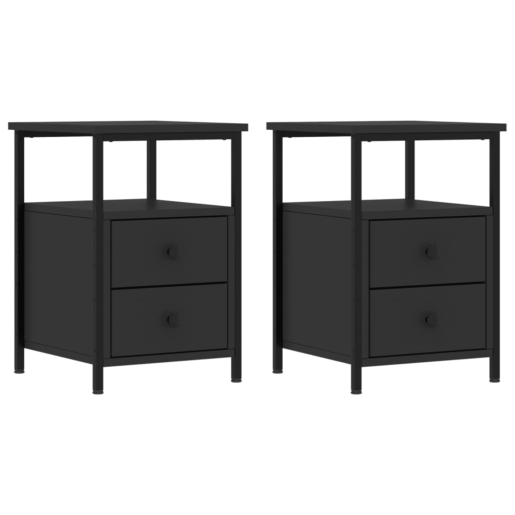 Tables de chevet 2 pcs noir 34x35,5x50 cm bois d'ingénierie - XIOS