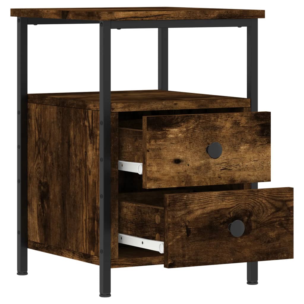 Table de chevet chêne fumé 34x35,5x50 cm bois d'ingénierie - XIOS