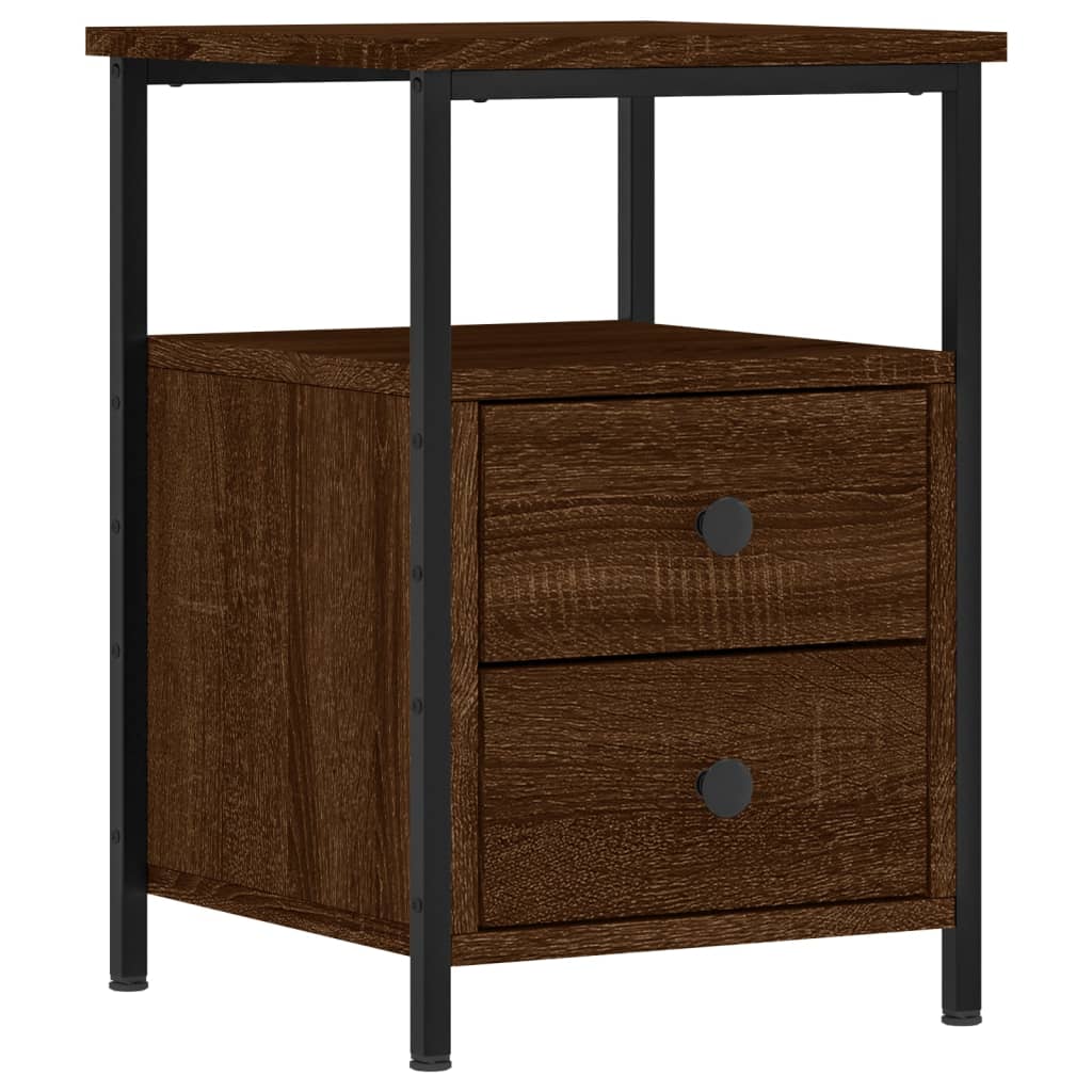 Table de chevet chêne marron 34x35,5x50 cm bois d'ingénierie - XIOS