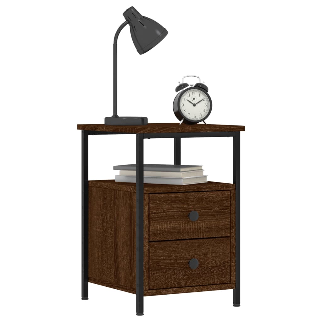 Table de chevet chêne marron 34x35,5x50 cm bois d'ingénierie - XIOS