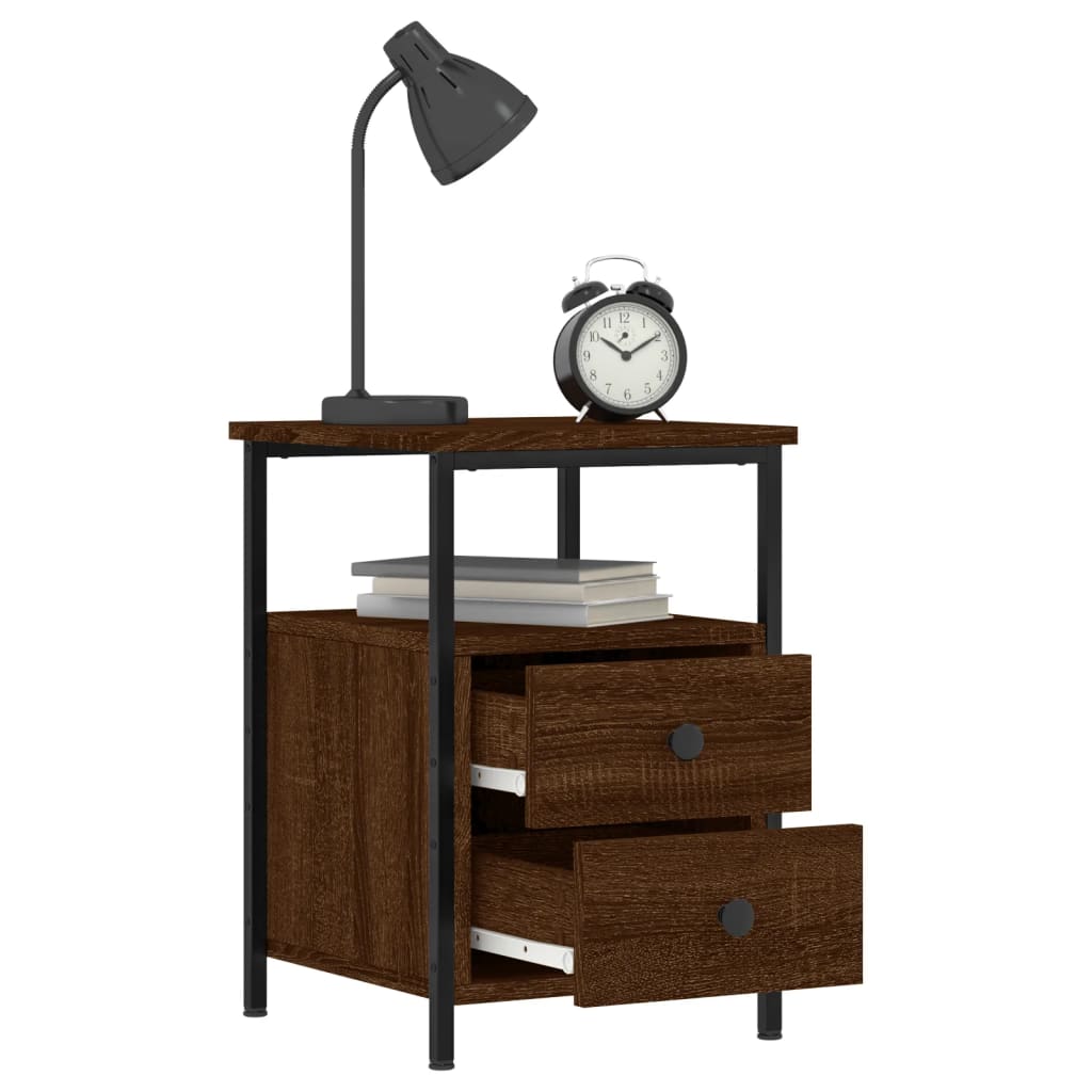 Table de chevet chêne marron 34x35,5x50 cm bois d'ingénierie - XIOS