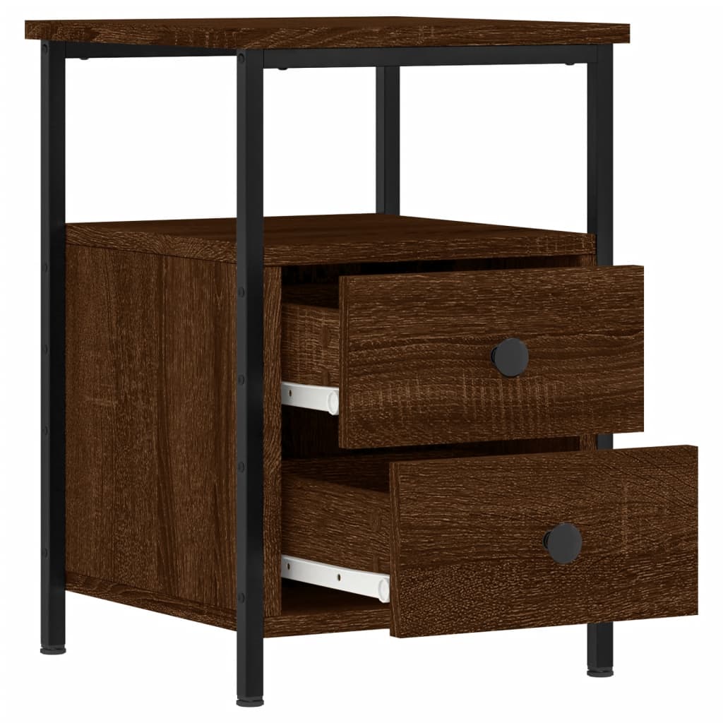 Table de chevet chêne marron 34x35,5x50 cm bois d'ingénierie - XIOS