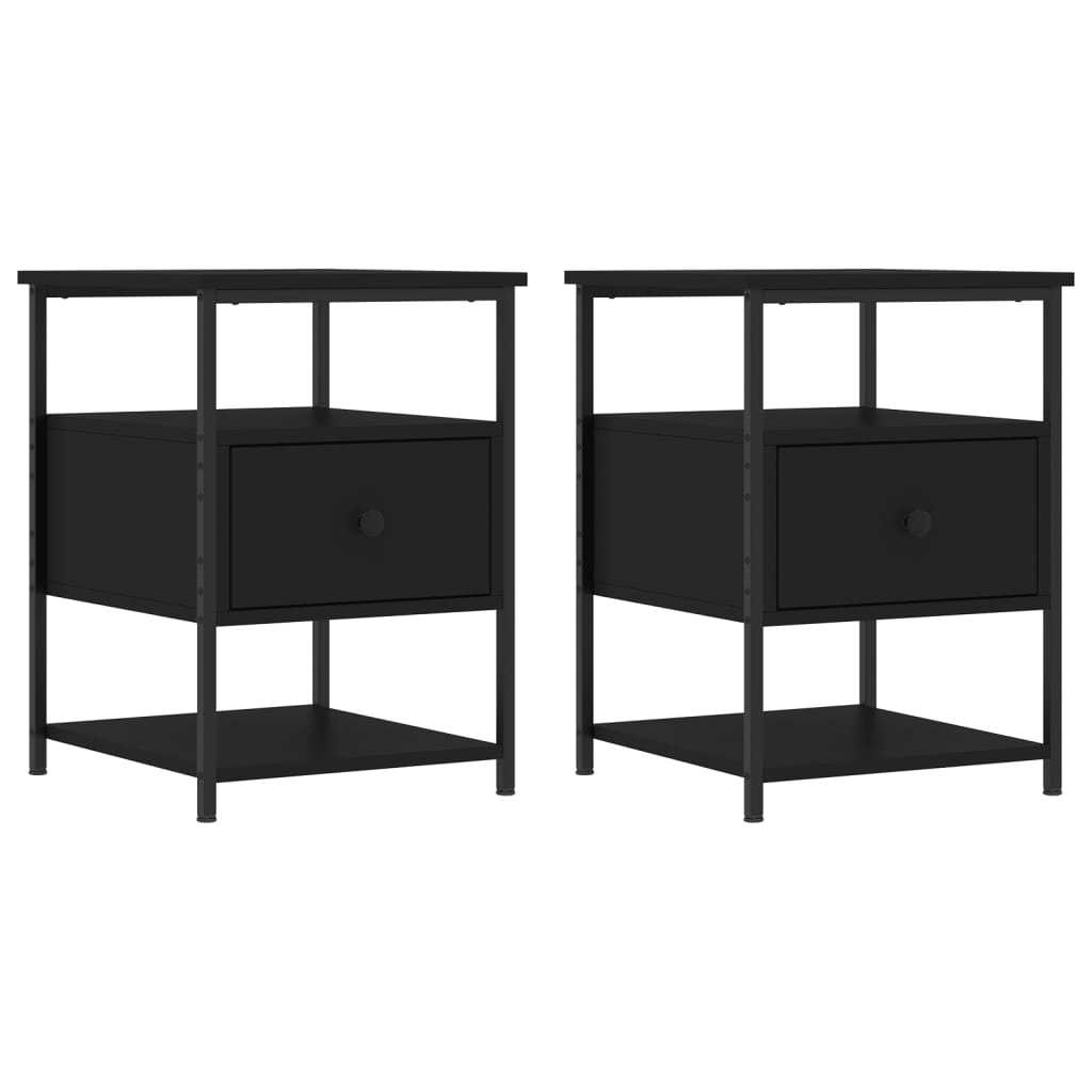 Tables de chevet 2 pcs noir 40x42x56 cm bois d’ingénierie - XIOS