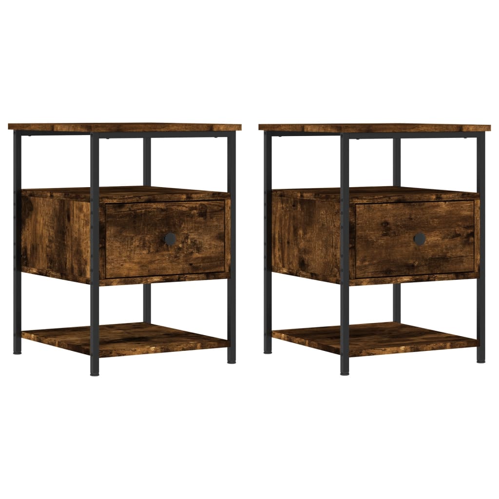 Tables de chevet 2 pcs chêne fumé 40x42x56 cm bois d'ingénierie - XIOS