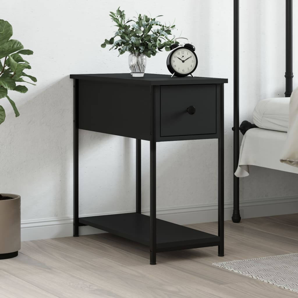Table de chevet noir 30x60x60 cm Bois d’ingénierie - XIOS