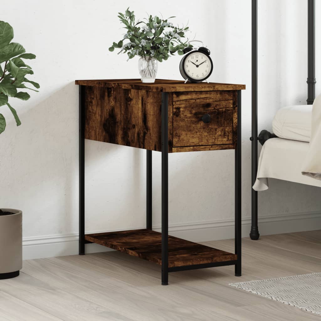 Table de chevet chêne fumé 30x60x60 cm bois d'ingénierie - XIOS