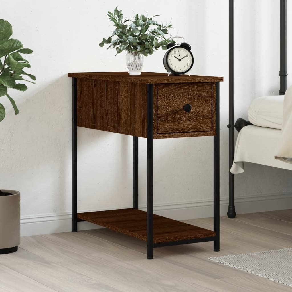 Table de chevet chêne marron 30x60x60 cm bois d'ingénierie - XIOS