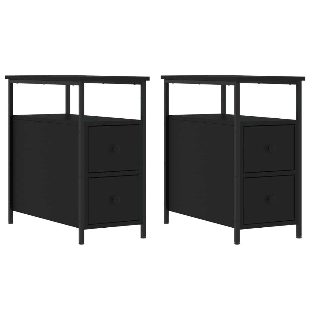 Tables de chevet 2 pcs noir 30x60x60 cm bois d’ingénierie - XIOS