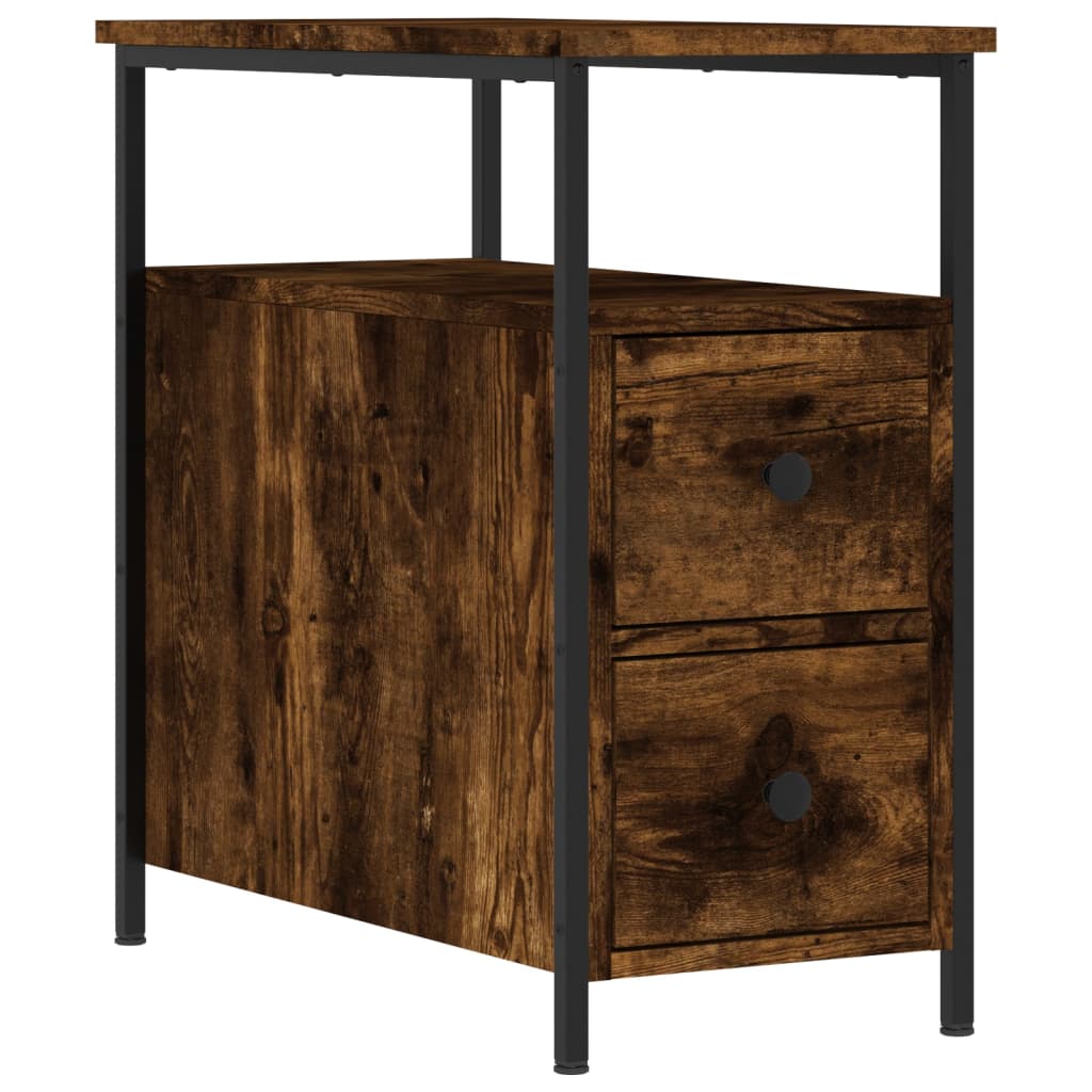 Table de chevet chêne fumé 30x60x60 cm bois d'ingénierie - XIOS