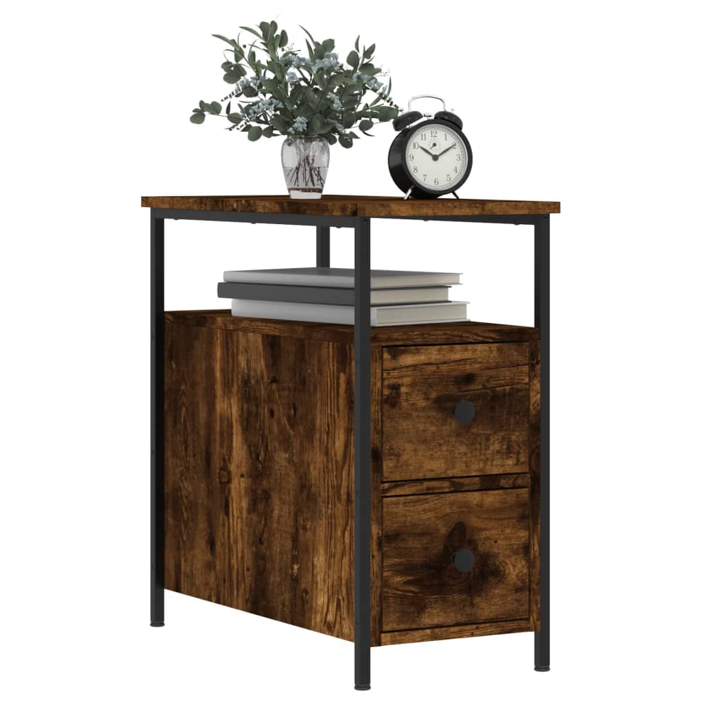 Table de chevet chêne fumé 30x60x60 cm bois d'ingénierie - XIOS