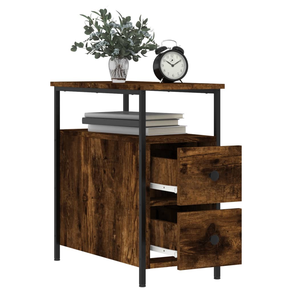 Table de chevet chêne fumé 30x60x60 cm bois d'ingénierie - XIOS