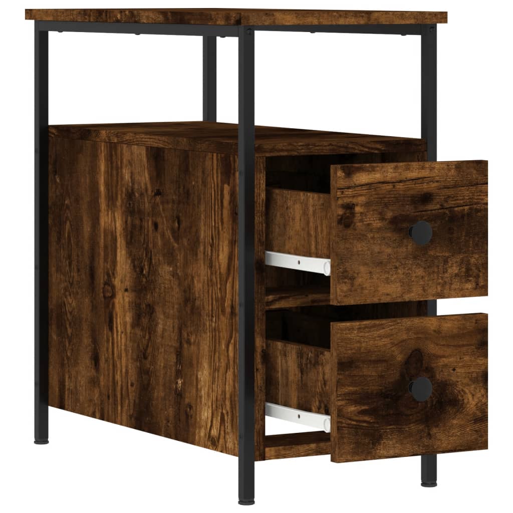Table de chevet chêne fumé 30x60x60 cm bois d'ingénierie - XIOS