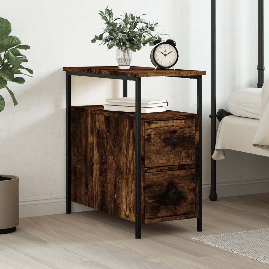 Table de chevet chêne fumé 30x60x60 cm bois d'ingénierie - XIOS