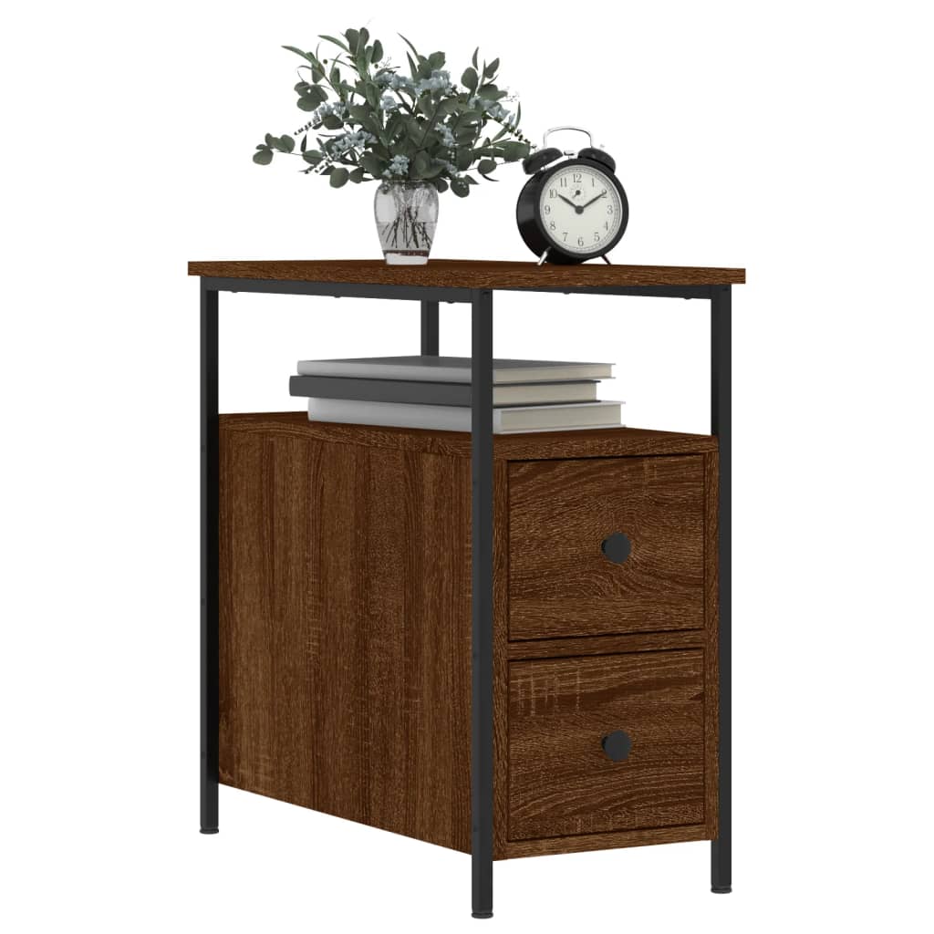 Table de chevet chêne marron 30x60x60 cm bois d'ingénierie - XIOS