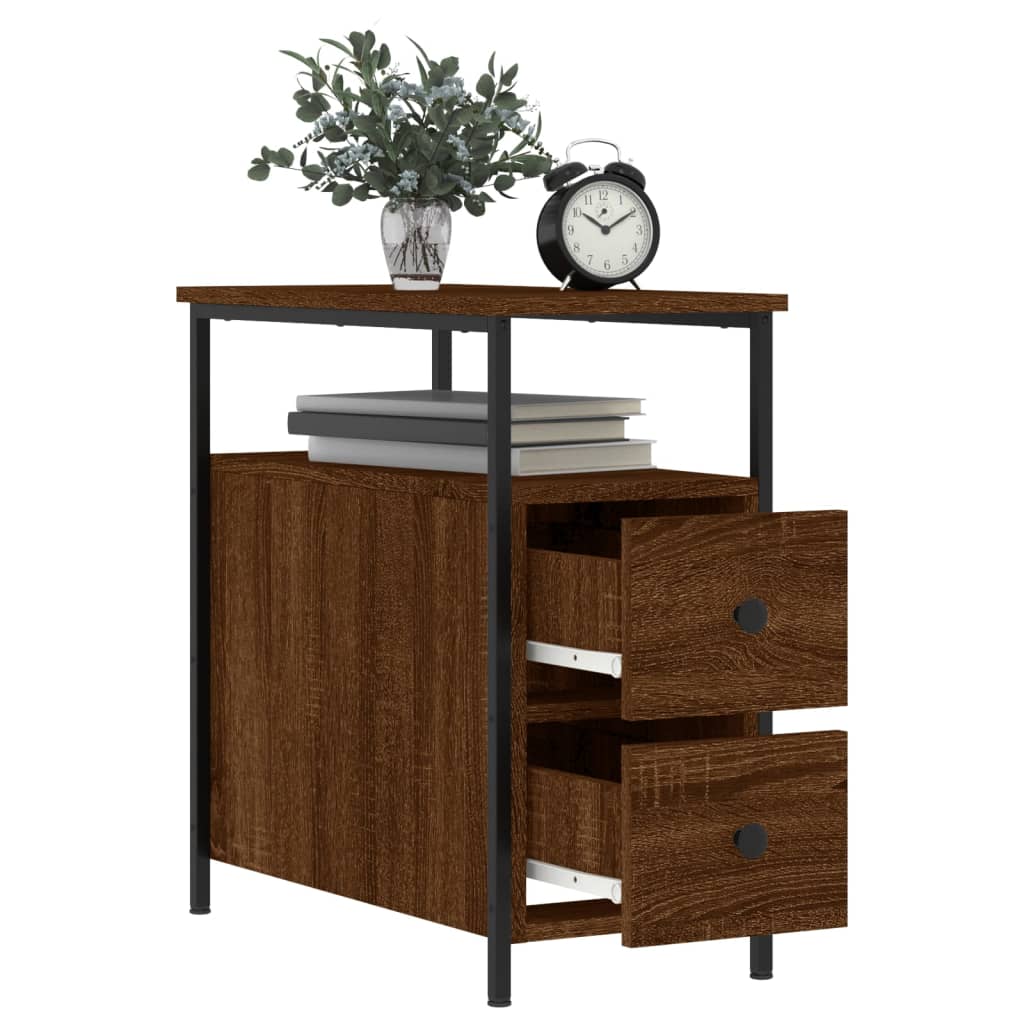 Table de chevet chêne marron 30x60x60 cm bois d'ingénierie - XIOS