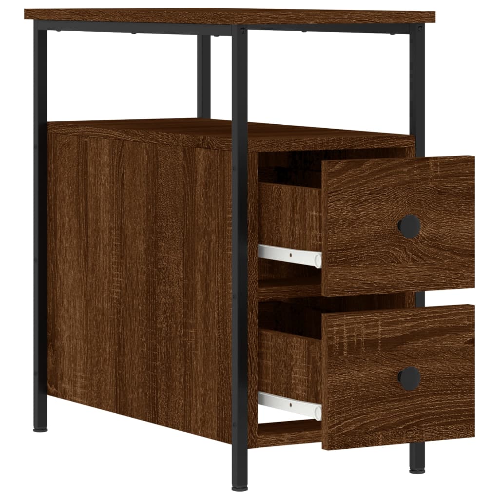 Table de chevet chêne marron 30x60x60 cm bois d'ingénierie - XIOS