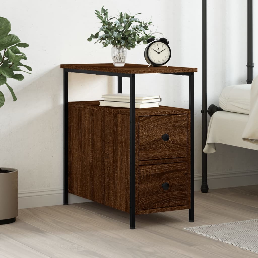 Table de chevet chêne marron 30x60x60 cm bois d'ingénierie - XIOS