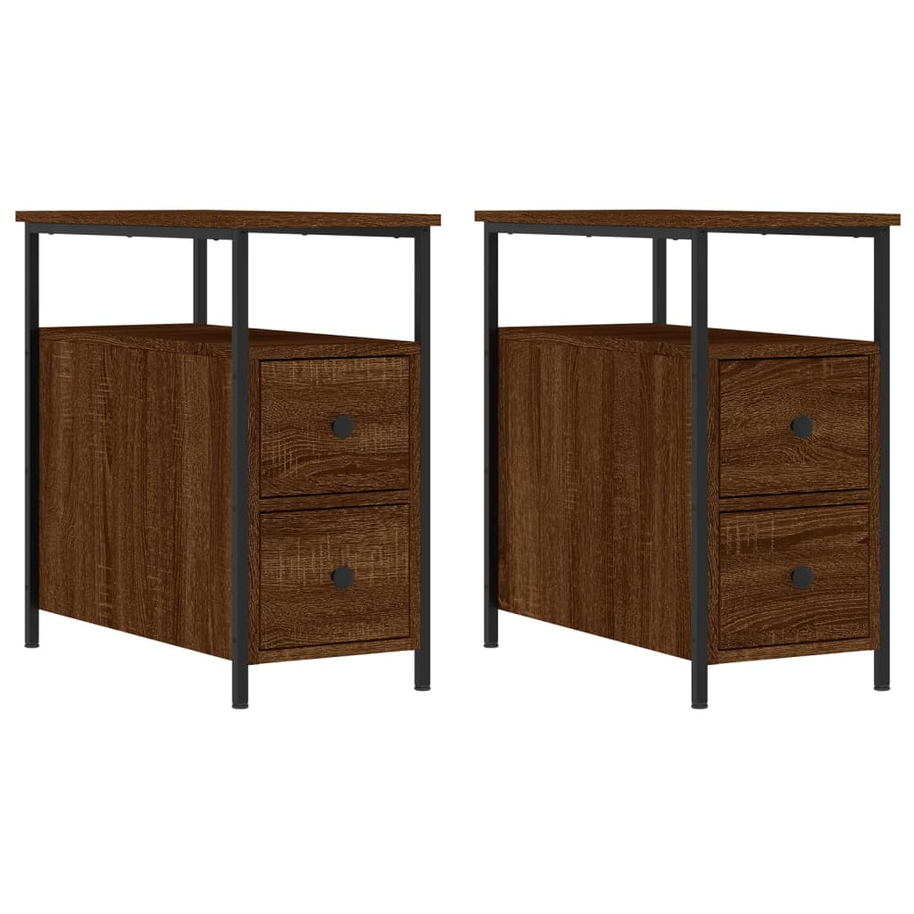 Tables de chevet 2pcs chêne marron 30x60x60cm bois d'ingénierie - XIOS