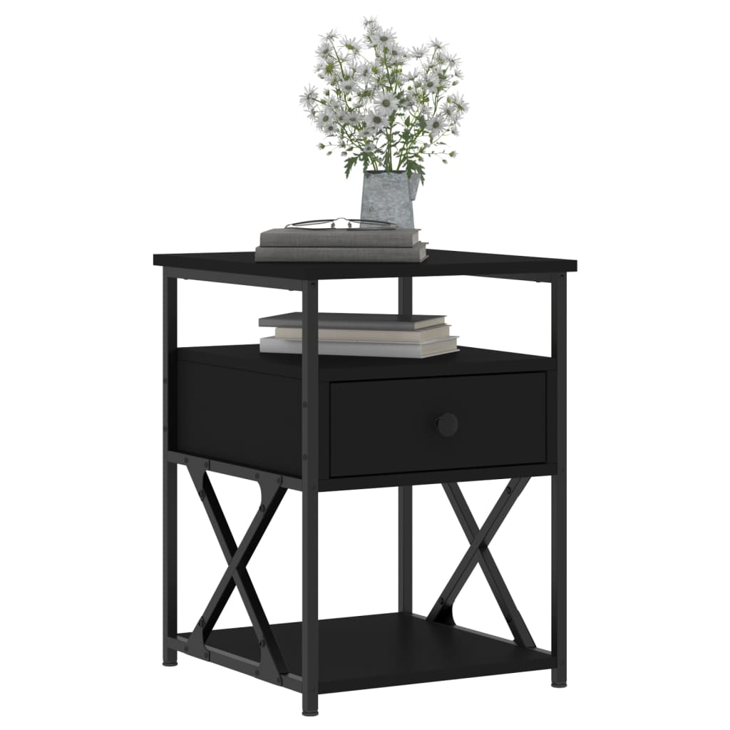 Tables de chevet 2 pcs noir 40x42x55 cm bois d’ingénierie - XIOS