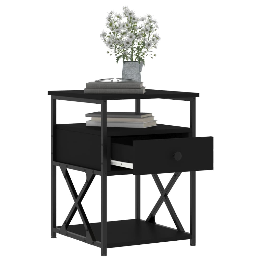 Tables de chevet 2 pcs noir 40x42x55 cm bois d’ingénierie - XIOS
