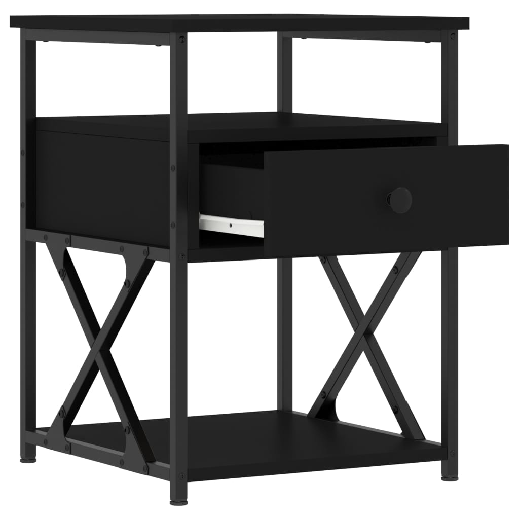 Tables de chevet 2 pcs noir 40x42x55 cm bois d’ingénierie - XIOS