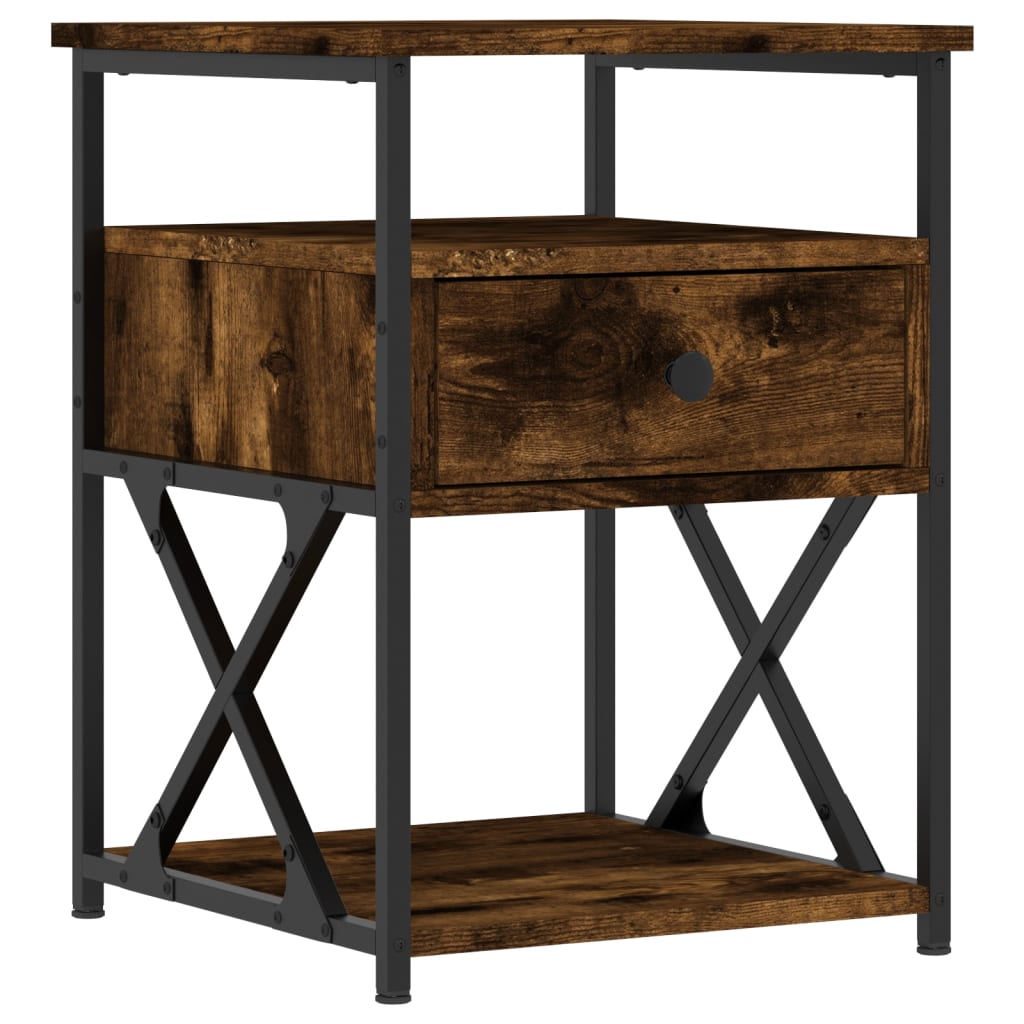Table de chevet chêne fumé 40x42x55 cm bois d'ingénierie - XIOS