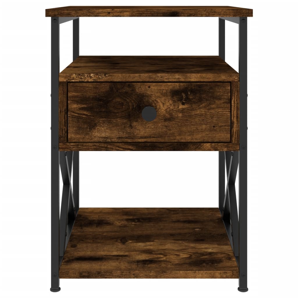 Table de chevet chêne fumé 40x42x55 cm bois d'ingénierie - XIOS