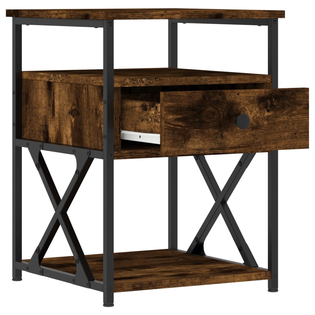 Table de chevet chêne fumé 40x42x55 cm bois d'ingénierie - XIOS