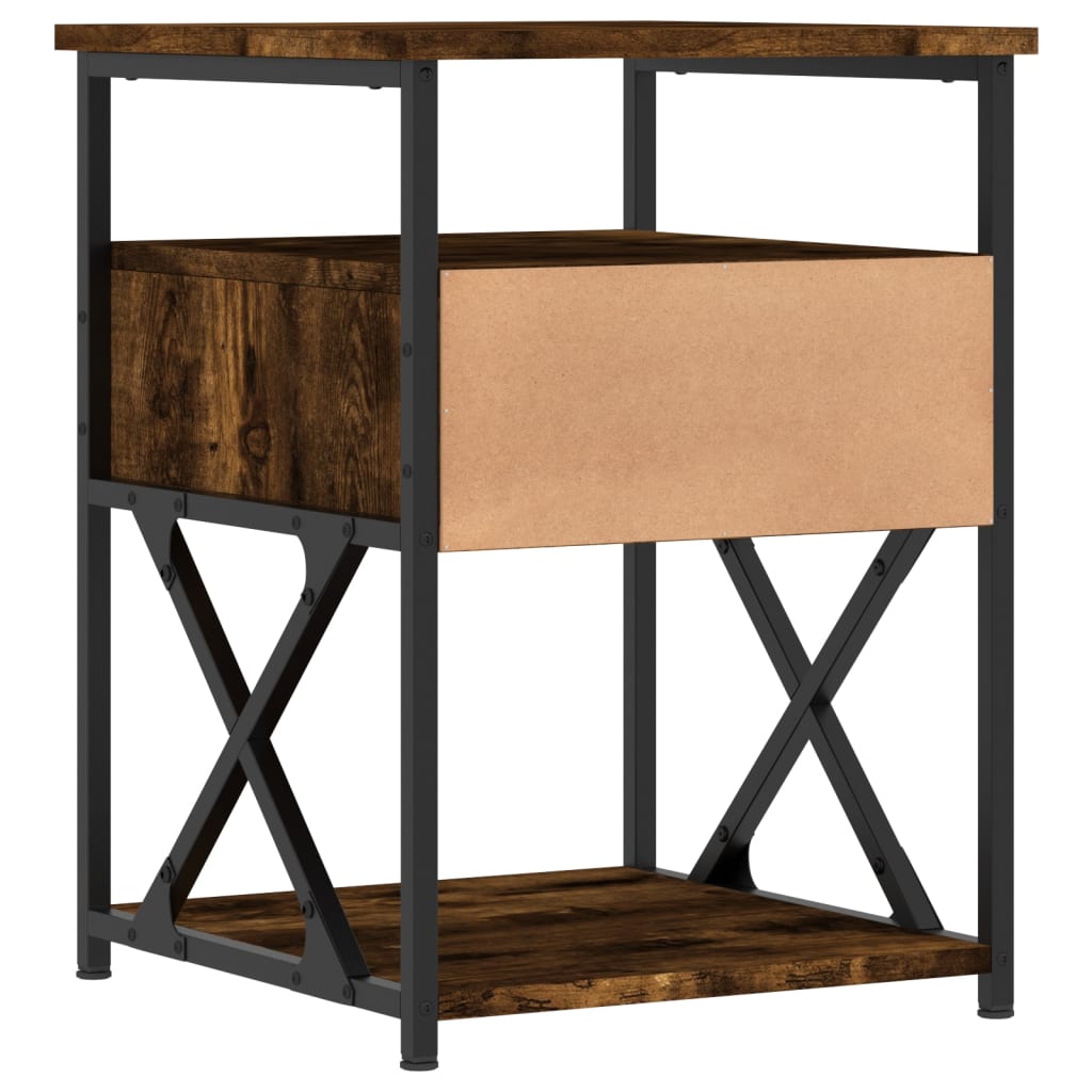 Table de chevet chêne fumé 40x42x55 cm bois d'ingénierie - XIOS