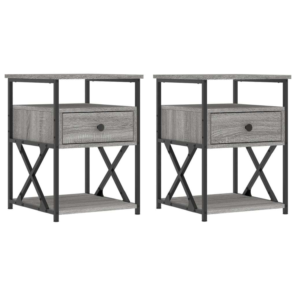 Tables de chevet 2 pcs sonoma gris 40x42x55cm bois d'ingénierie - XIOS
