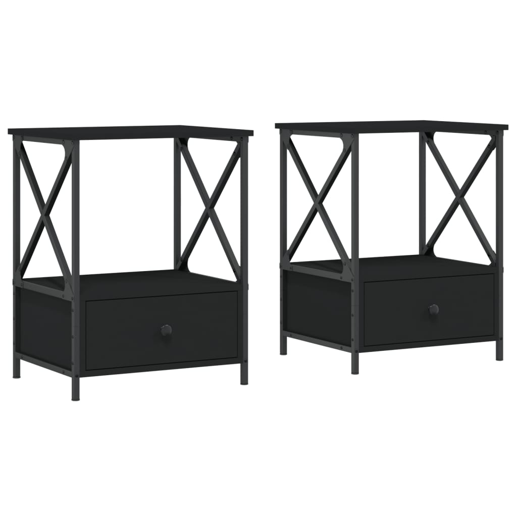 Tables de chevet 2 pcs noir 50x41x65 cm bois d’ingénierie - XIOS