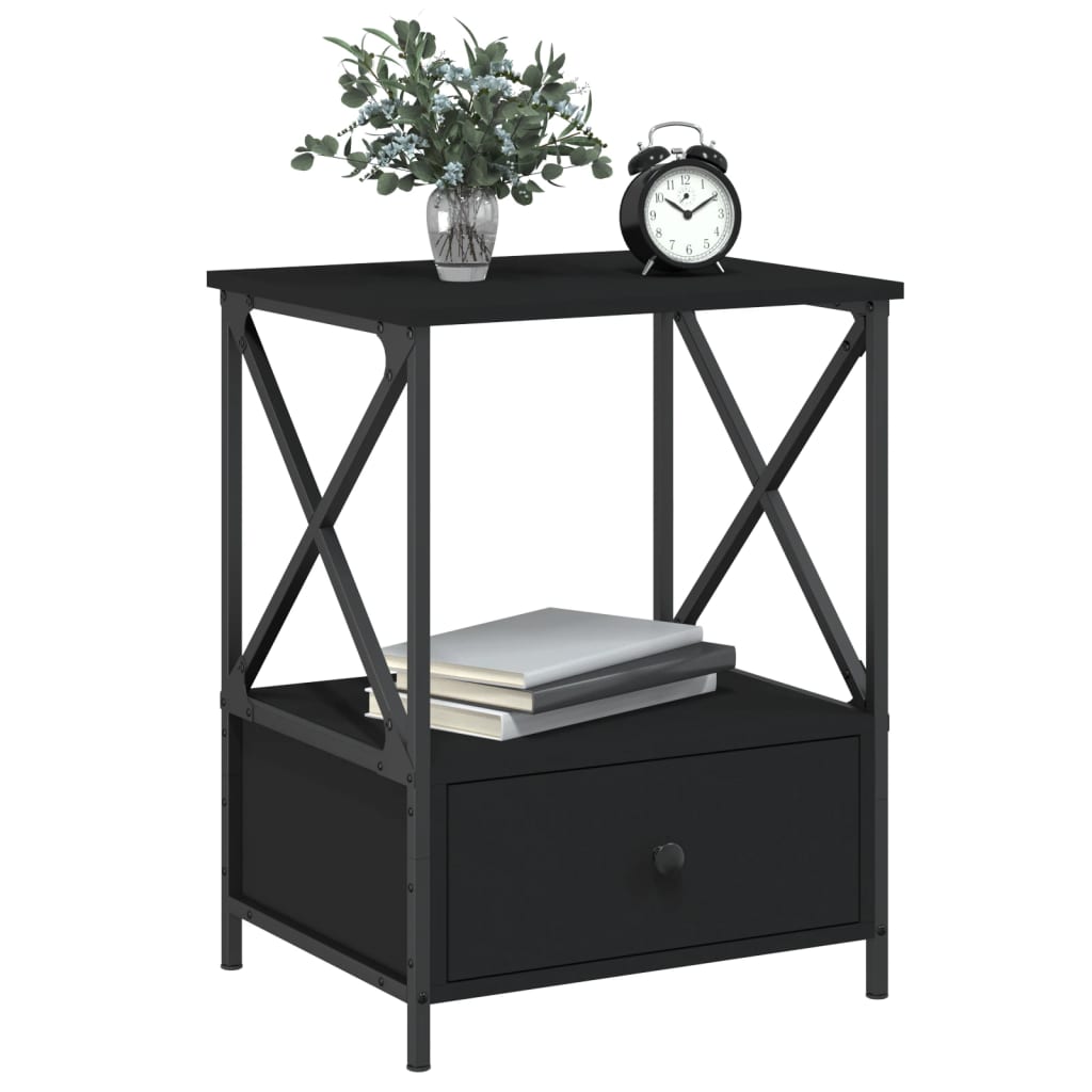 Tables de chevet 2 pcs noir 50x41x65 cm bois d’ingénierie - XIOS